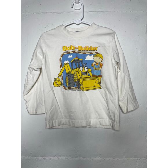Vintage Bob The Builder 3T Toddler Long Sleeve T Shirt White Graphic Tee - Picture 1 of 9